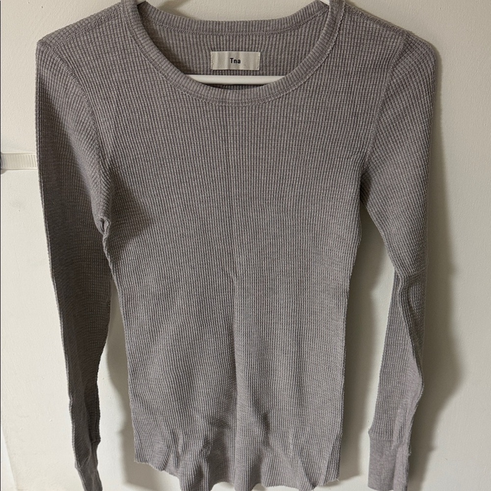 TNATaupe Long Sleeve Ribbed Top